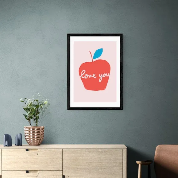 Apple Love You Art Print - Pink