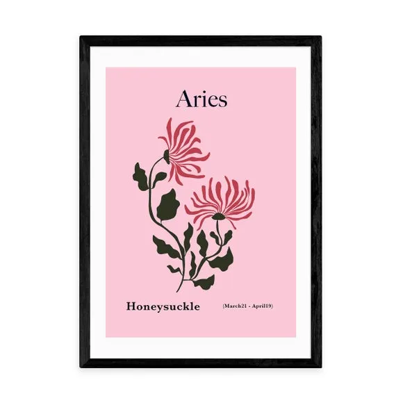 Aries Art Print with Honeysuckle - Pink