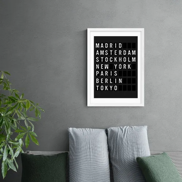 Arrivals Board Wall Print - Black