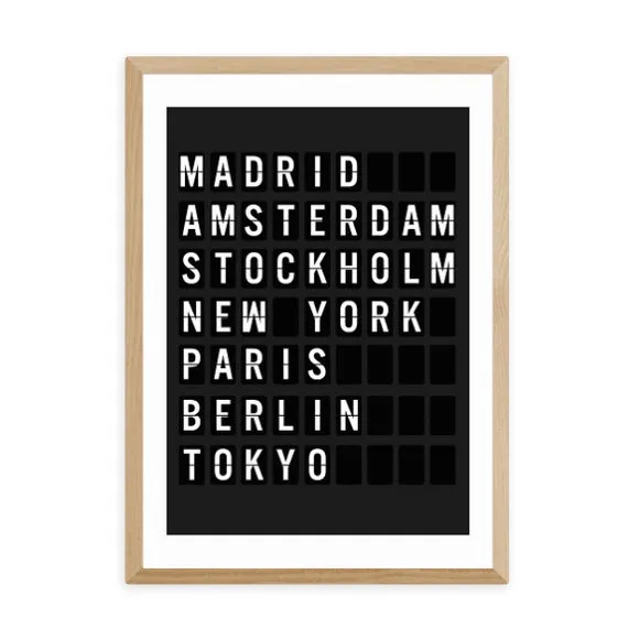 Arrivals Board Wall Print - Black