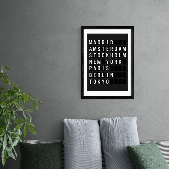 Arrivals Board Wall Print - Black