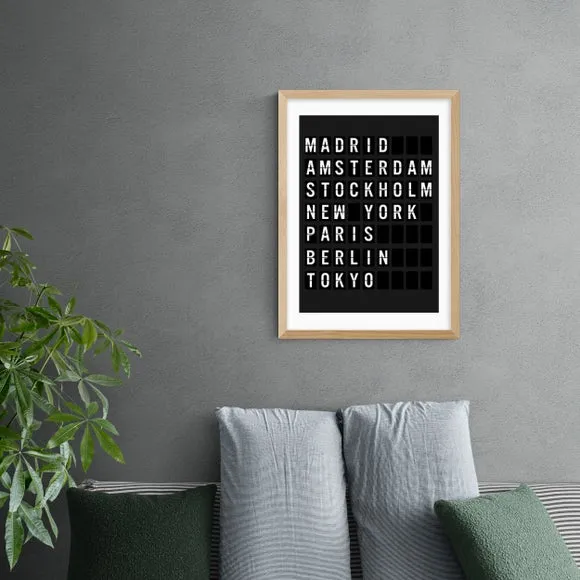 Arrivals Board Wall Print - Black