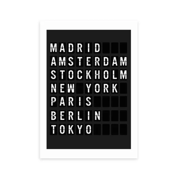 Arrivals Board Wall Print - Black image