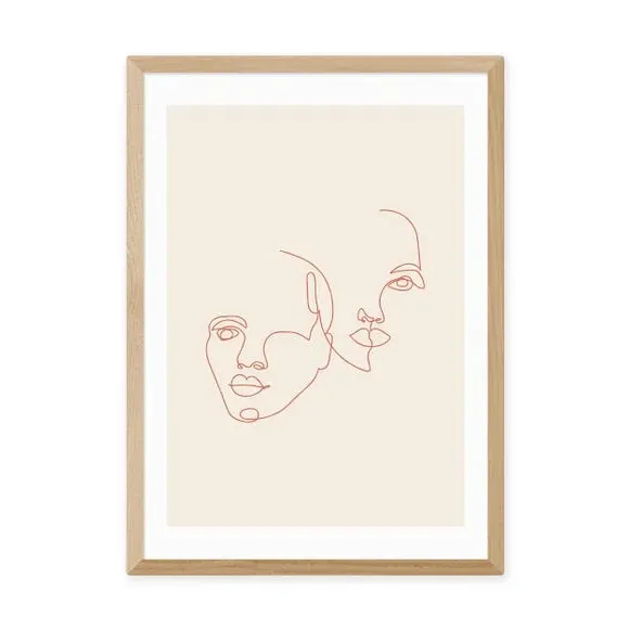 Attached Faces Art Print - Natural