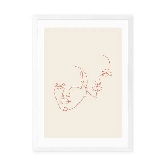 Attached Faces Art Print - Natural