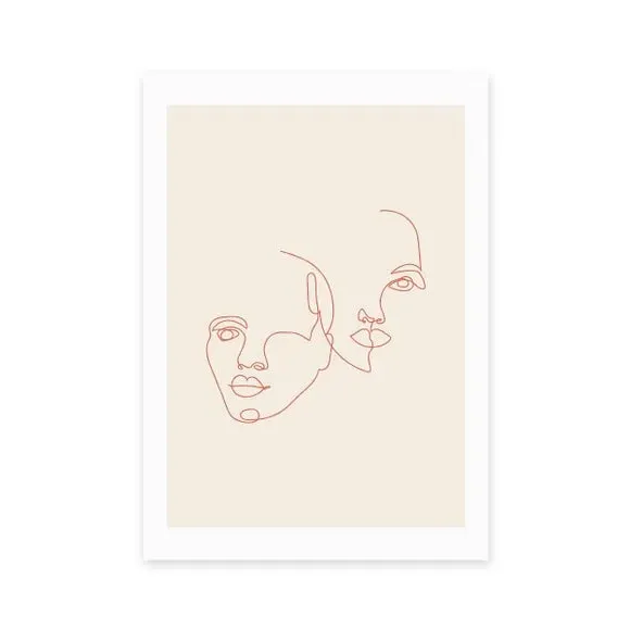 Attached Faces Art Print - Natural