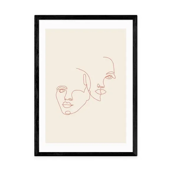 Attached Faces Art Print - Natural