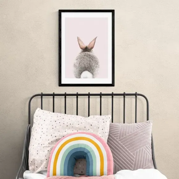 Baby Bunny Tail Wall Print - Pink