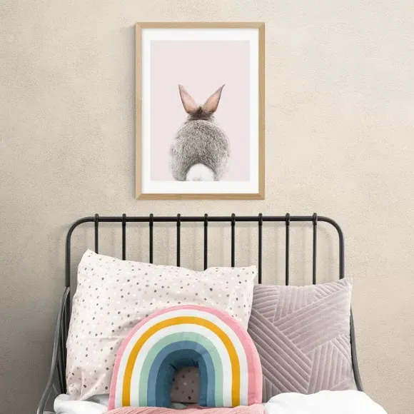 Baby Bunny Tail Wall Print - Pink