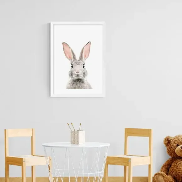 Baby Bunny Wall Print - White