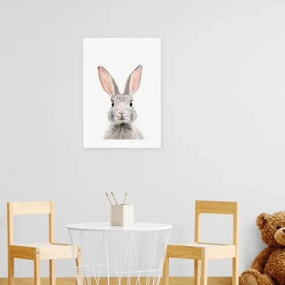 Baby Bunny Wall Print - White image
