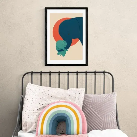 Baby Elephant Wall Print - Multicolor, Paper