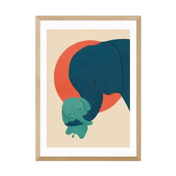 Baby Elephant Wall Print - Multicolor, Paper