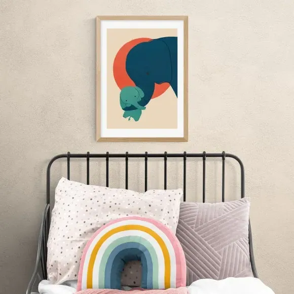 Baby Elephant Wall Print - Multicolor, Paper