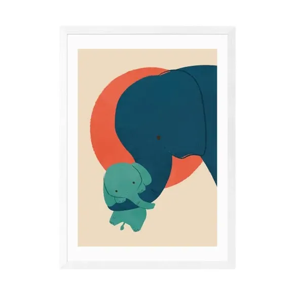 Baby Elephant Wall Print - Multicolor, Paper