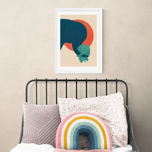 Baby Elephant Wall Print - Multicolor, Paper
