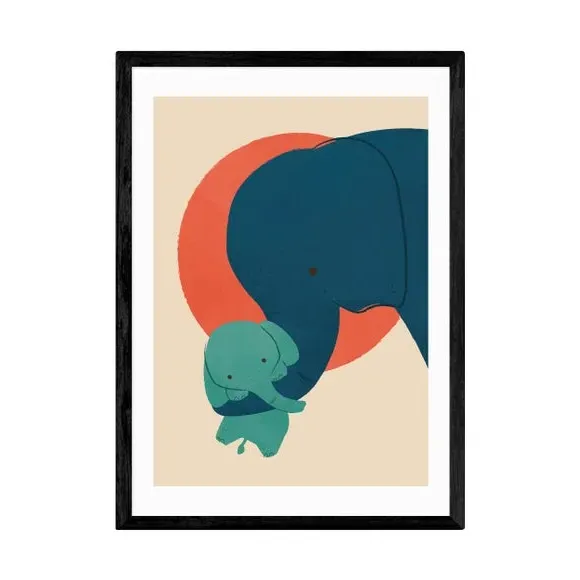 Baby Elephant Wall Print - Multicolor, Paper