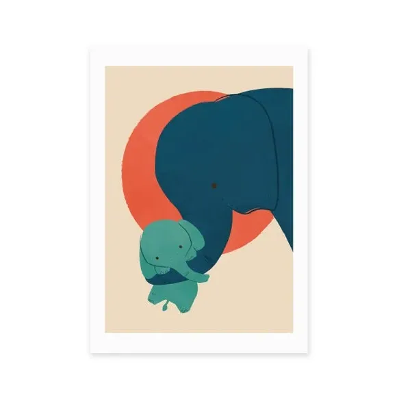 Baby Elephant Wall Print - Multicolor, Paper image