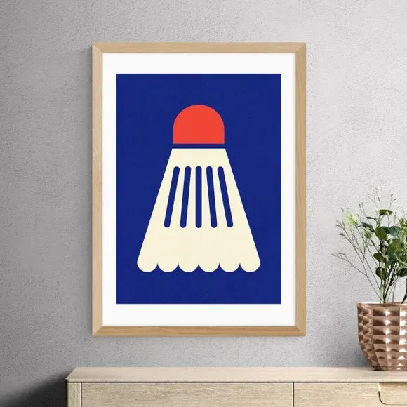 Badminton Wall Print - Navy, Paper