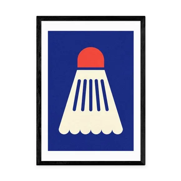 Badminton Wall Print - White Red, Paper