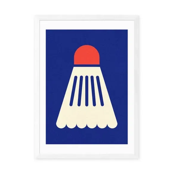 Badminton Wall Print - White Red, Paper