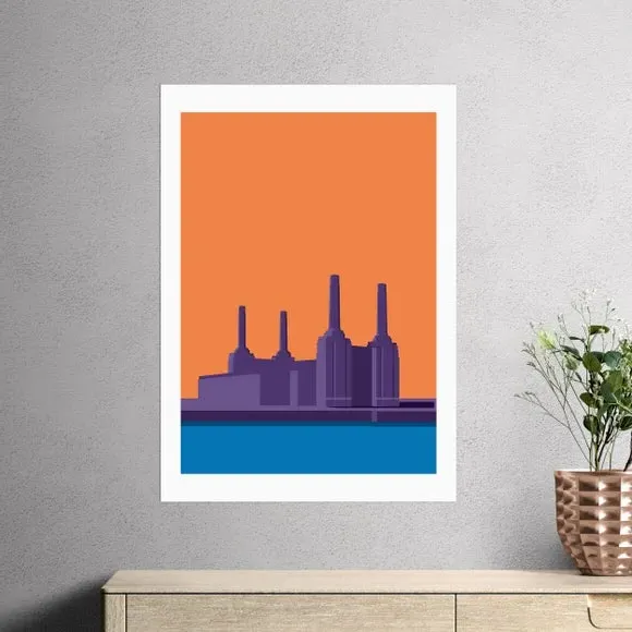 Battersea Power Station Art Print - Orange image