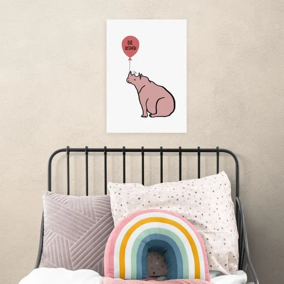 Be Kind Rhino Wall Print - Pink image