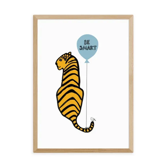 Be Smart Tiger Wall Print - Orange