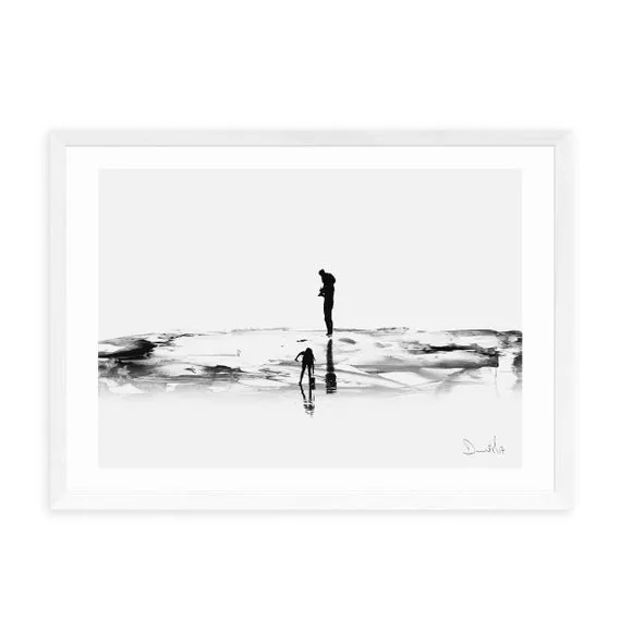 Beach Art Print - Black/White, Paper