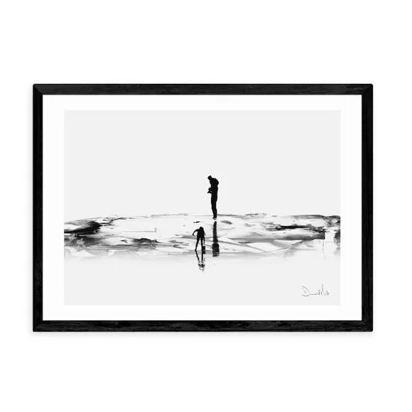 Beach Art Print - Black/White, Paper