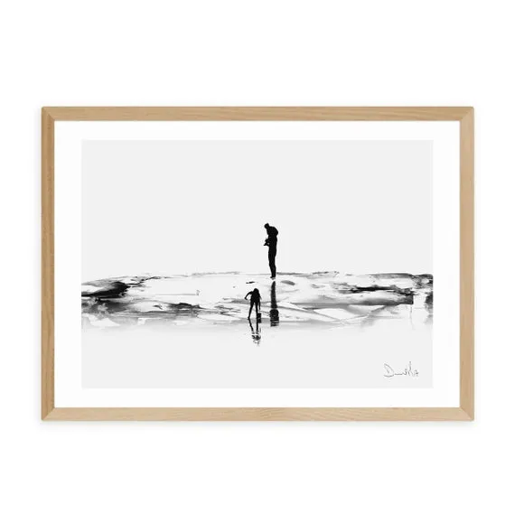 Beach Art Print - Black/White, Paper