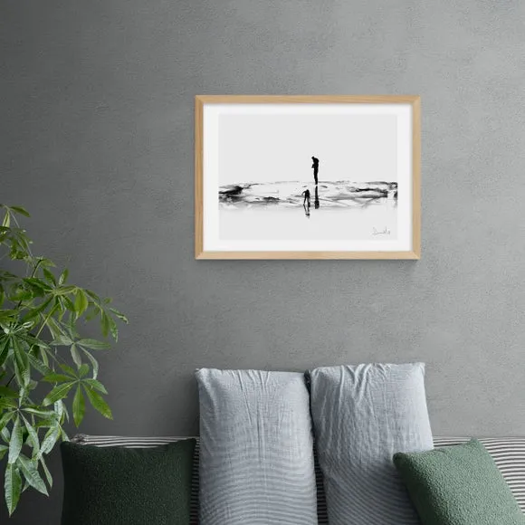 Beach Art Print - Black/White, Paper