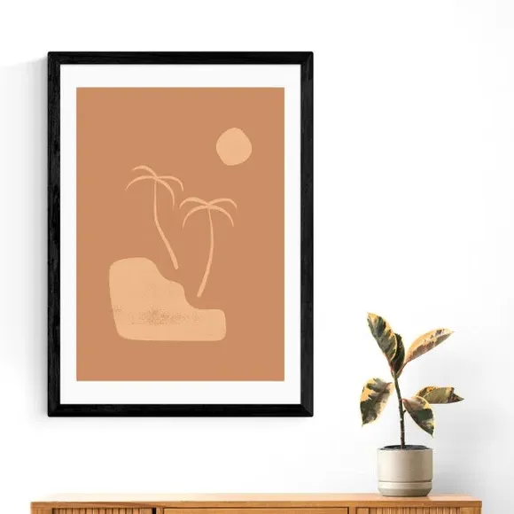 Beach Palms Wall Print - Brown