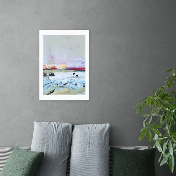 Beach Walk Art Print - Multicolor, Paper image