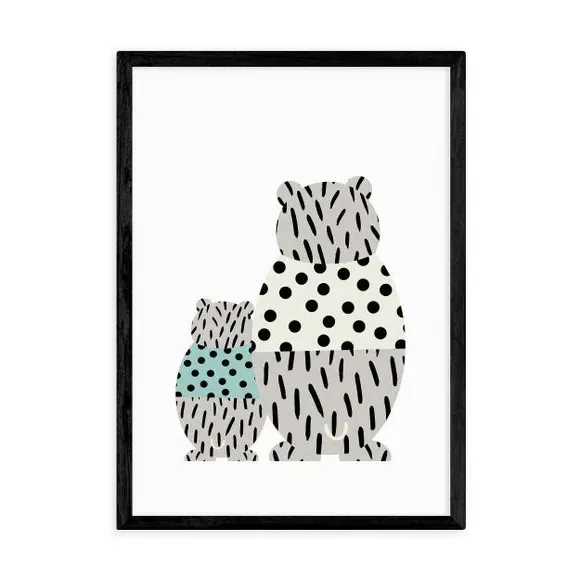 Bear Print with Polka Dots - Grey, Paper