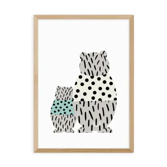 Bear Print with Polka Dots - Grey, Paper
