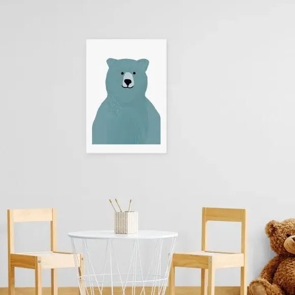 Bear Wall Print - Blue, Archival Paper image