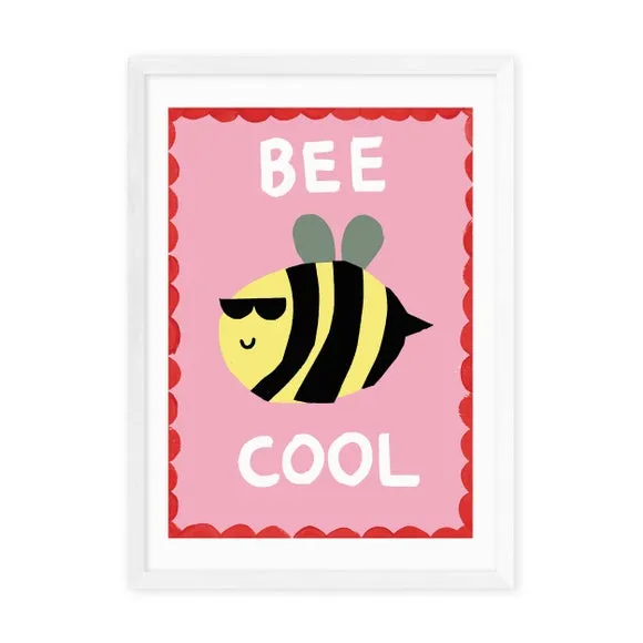 Bee Cool Wall Print - Pink, Archival Paper