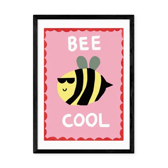 Bee Cool Wall Print - Pink, Archival Paper