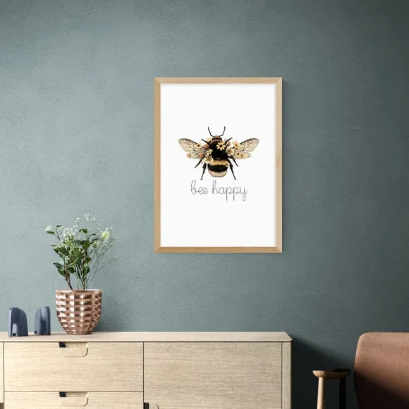 Bee Happy Wall Print - Natural