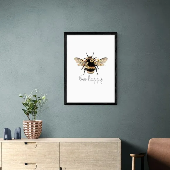 Bee Happy Wall Print - Natural