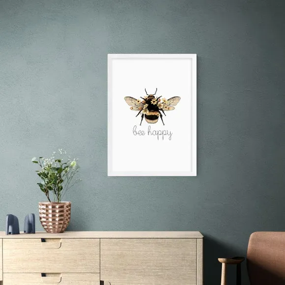 Bee Happy Wall Print - Natural