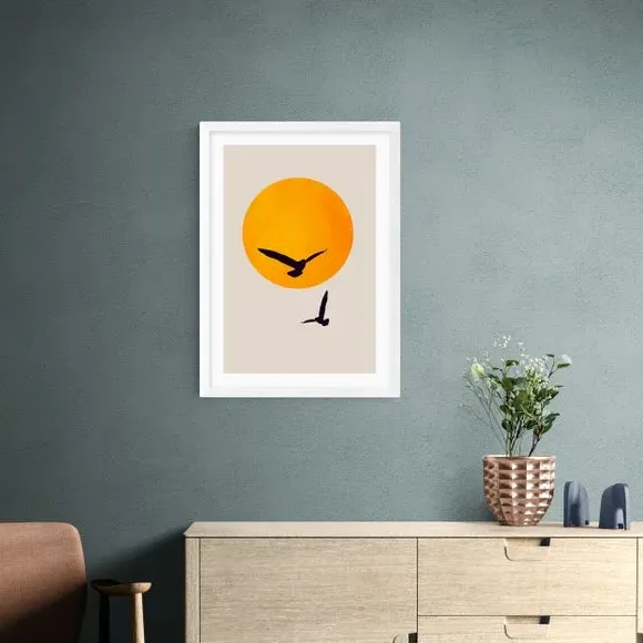 Birds In The Sky Wall Print - Yellow