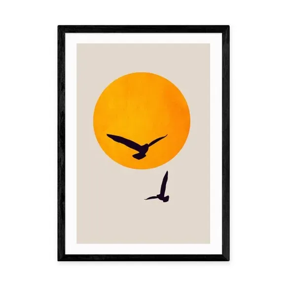 Birds In The Sky Wall Print - Yellow