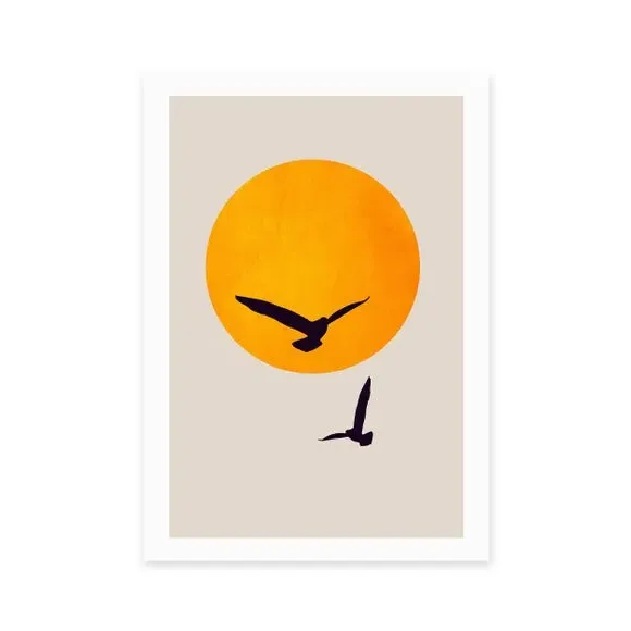 Birds In The Sky Wall Print - Yellow