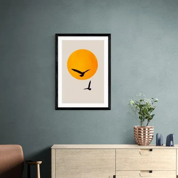 Birds In The Sky Wall Print - Yellow