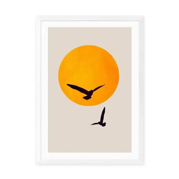 Birds In The Sky Wall Print - Yellow