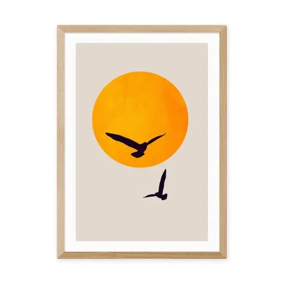 Birds In The Sky Wall Print - Yellow