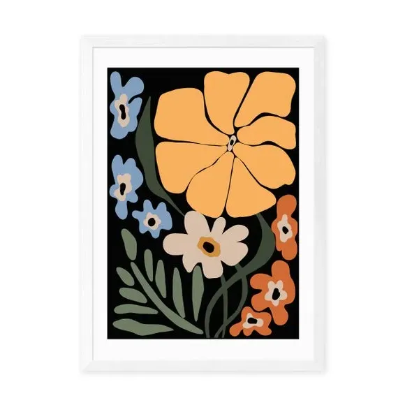 Blooming Big Floral Night Art Print - Multicolor
