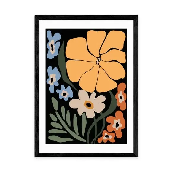 Blooming Big Floral Night Art Print - Multicolor